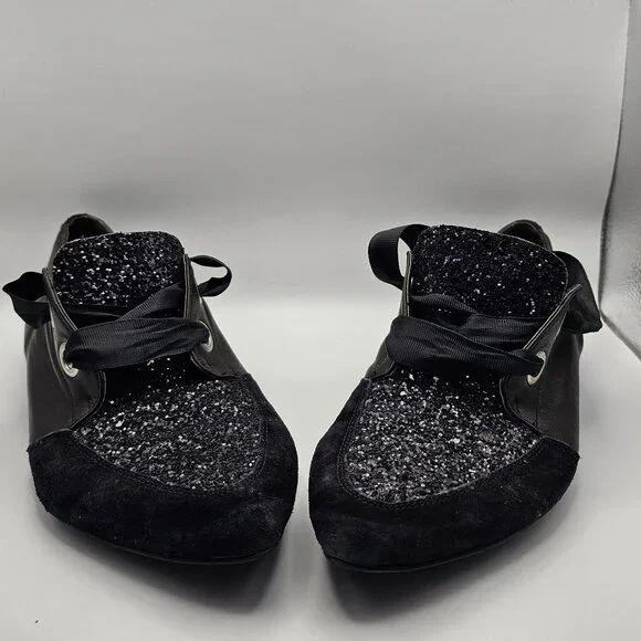 Marwell Black Glitter Oxford‑Style Heels – Size EU 39 (US 8–8.5) - Picture 1 of 8